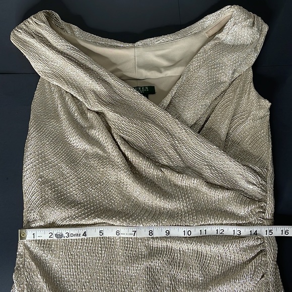 Metallic Silver Foil Stretch Ralph Lauren Evening Dress - Picture 10 of 17